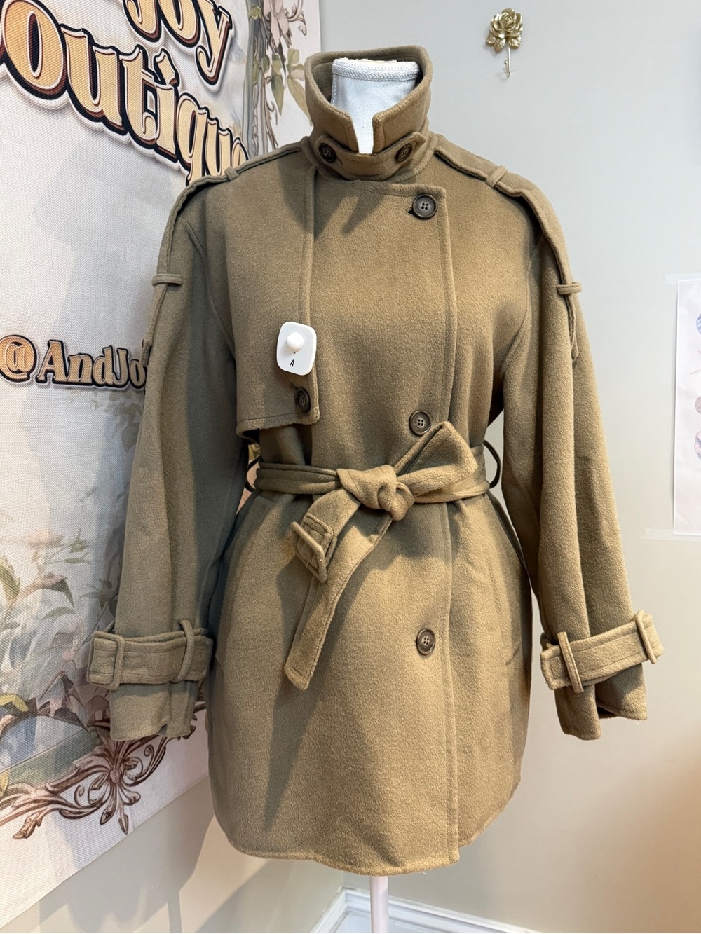 Wool &Cashmere Trench Coat - Classic Double-Breasted Style